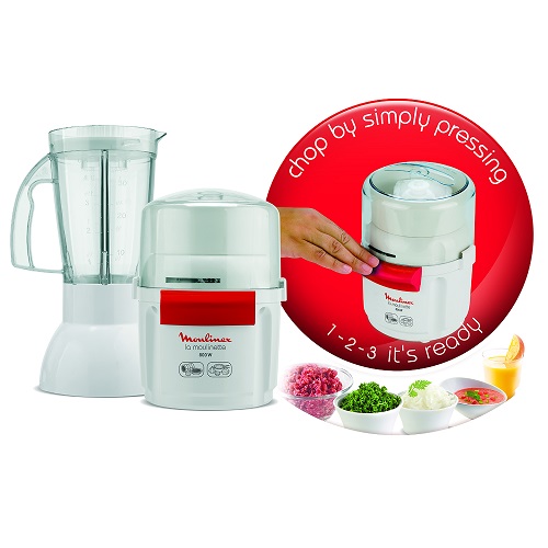 Moulinex La Moulinette Chopper With Blender, 800 Watt, 250ml Chopper, 1 Liter Blender - AR6801EG