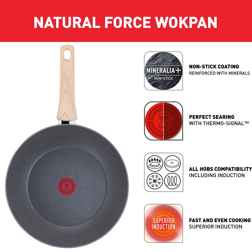 Tefal Natural Force Wok Pan, 28 cm - G2661902 Tefal Natural Force Wok Pan, 28 cm - G2661902