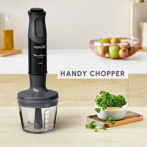 Moulinex Optichef Hand Blender, 1000 Watt, 15 Functions, 500 ML Chopper, Whisk, Black - DD6552EG Moulinex Optichef Hand Blender, 1000 Watt, 15 Functions, 500 ML Chopper, Whisk, Black - DD6552EG