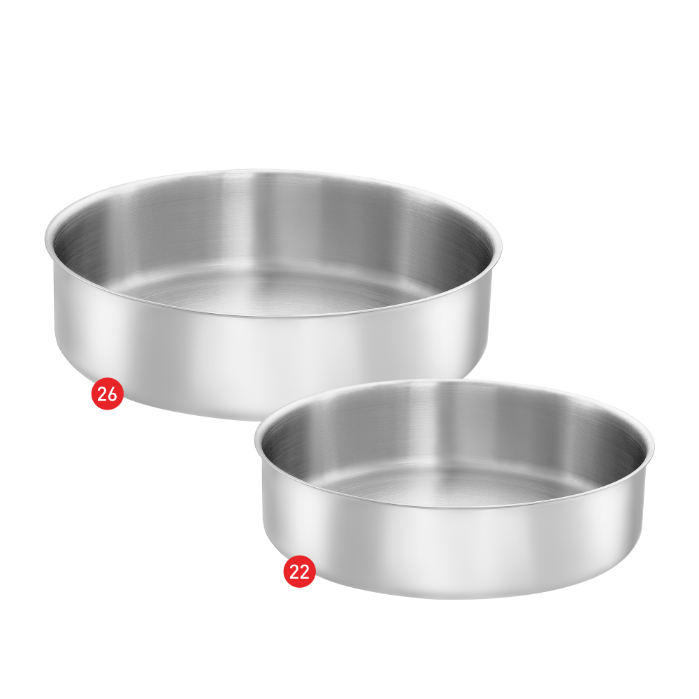 Zahran Stainless Steel Classic Round Oven Dish Set , Size 22,26 cm - 0330010830