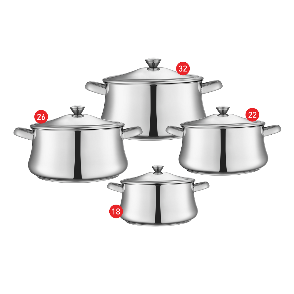 Zahran Stainless Steel Classic Stewpot Set - 18,22,26,32 Zahran Stainless Steel Classic Stewpot Set - 18,22,26,32