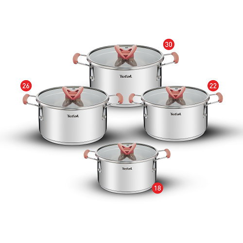 Tefal Optispace Stainless Steel Stewpot Set 18,22,26,30 - G720S678 Tefal Optispace Stainless Steel Stewpot Set 18,22,26,30 - G720S678