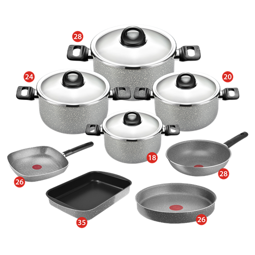 Tefal Cook Natural Cooking Set , Stewpots 18,20,24,28 + Square Grill 26 + Wokpan 28 + Round Oven Tray 26 + Rectangle Oven Tray 35 - 220920112 Tefal Cook Natural Cooking Set , Stewpots 18,20,24,28 + Square Grill 26 + Wokpan 28 + Round Oven Tray 26 + Rectangle Oven Tray 35 - 220920112