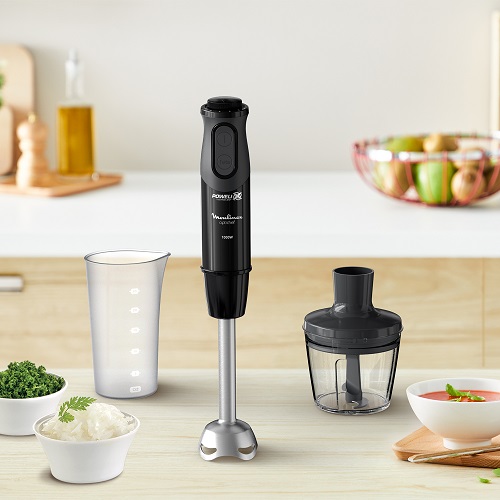 Moulinex Optichef Hand Blender, 1000 Watt, 15 Functions, 500 ML Chopper, Whisk, Black - DD6552EG Moulinex Optichef Hand Blender, 1000 Watt, 15 Functions, 500 ML Chopper, Whisk, Black - DD6552EG