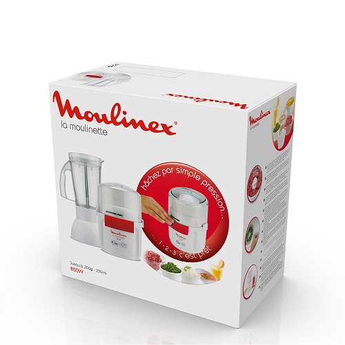 Moulinex La Moulinette Chopper With Blender, 800 Watt, 250ml Chopper, 1 Liter Blender - AR6801EG
