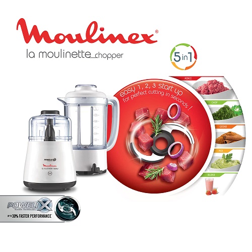 Moulinex Moulinette Chopper with Blender, 1000 watt, 500 ml Chopper, 1.5 liters jar capacity - DPA241EG