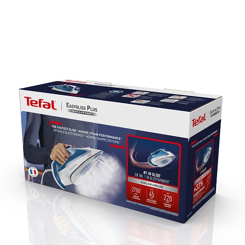 Tefal Easygliss Plus Steam Iron, 2700 Watt, Blue - FV5751E0 Tefal Easygliss Plus Steam Iron, 2700 Watt, Blue - FV5751E0