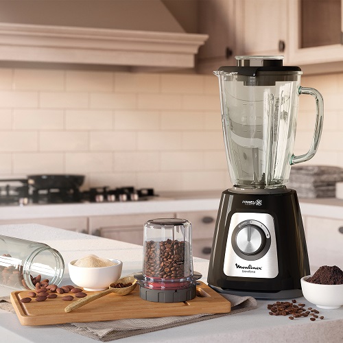 Moulinex Blendforce Blender, 800 Watt, Glass Jar 2 Liters, Grinder and Chopper - LM4358EG Moulinex Blendforce Blender, 800 Watt, Glass Jar 2 Liters, Grinder and Chopper - LM4358EG