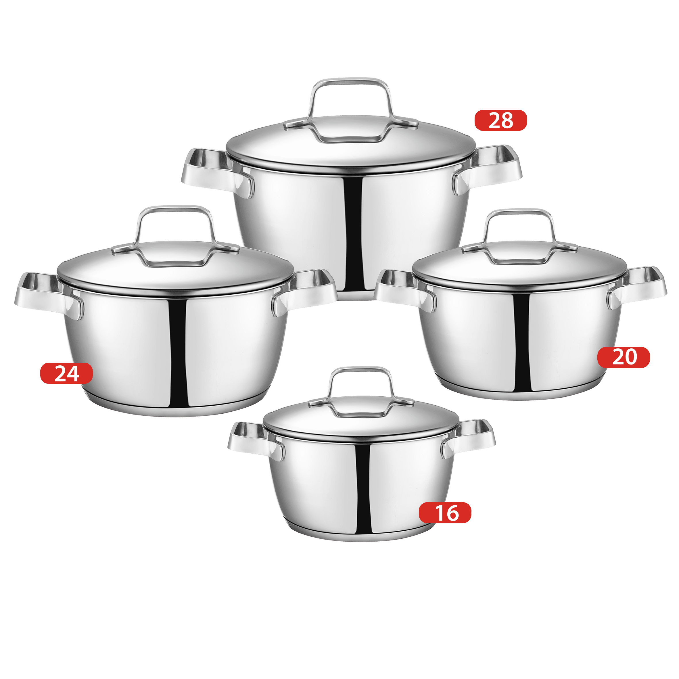 Zahran Stainless Steel Optima Stewpot Set - Size 16,20,24,28