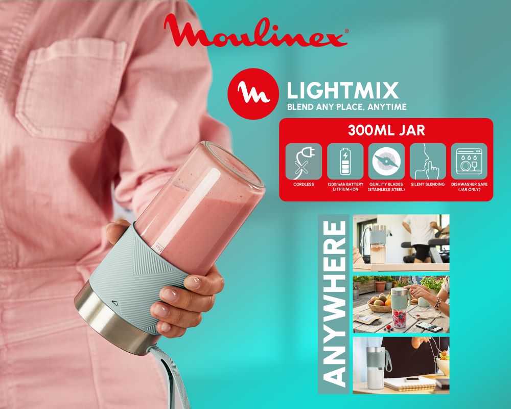 Moulinex Lightmix, Portable Blender, 300ml, Eucalyptus - LM1C0410
