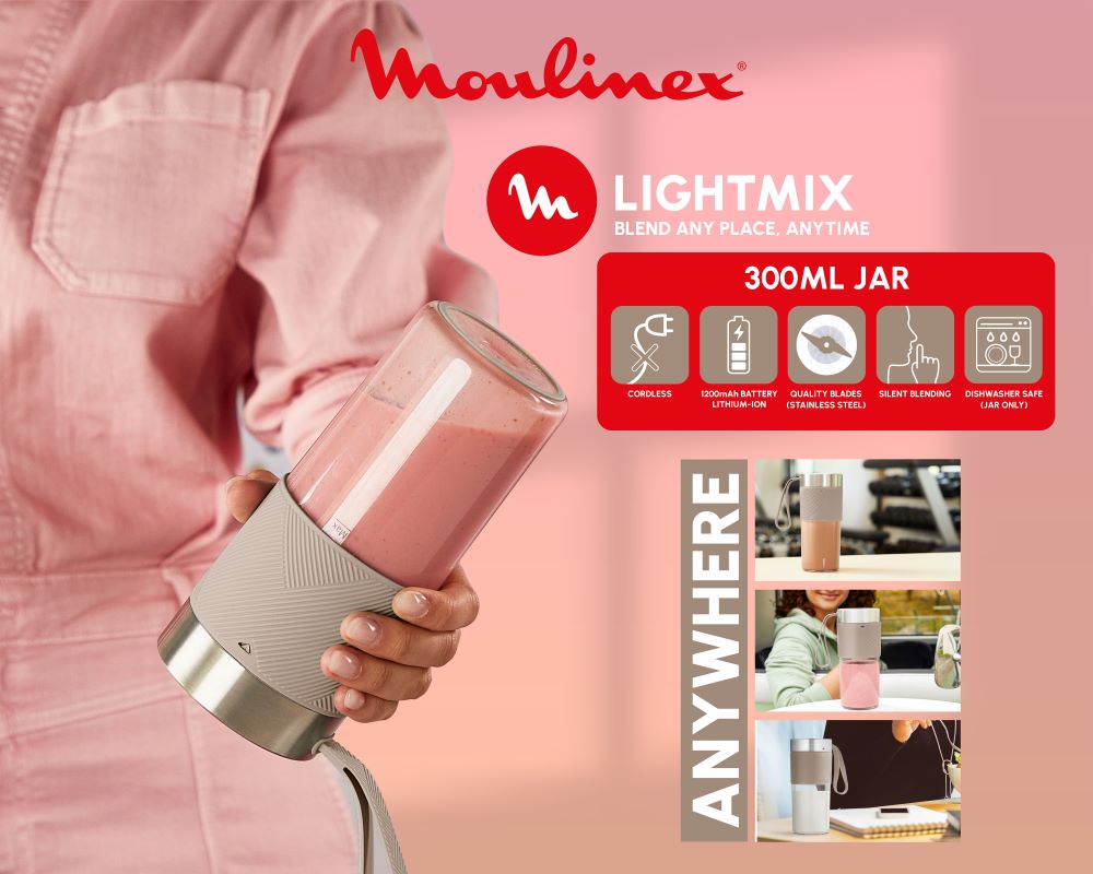 Moulinex Lightmix, Portable Blender, 300ml, Argile Color - LM1C0AF0