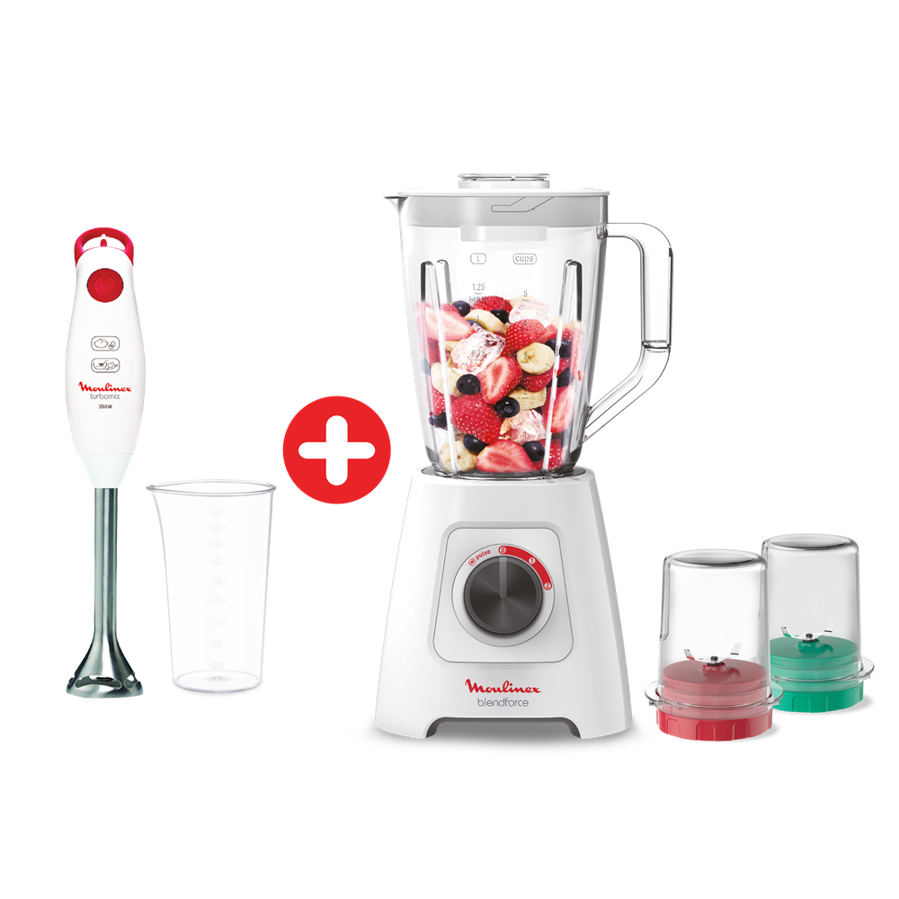 Moulinex Blendforce Blender, 800 Watt, 2 Liter, Grinder and Chopper - LM4231EG