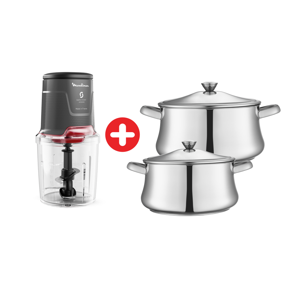 Zahran Stainless Steel Classic Stewpots - Size 18,24 + Moulinex Easy Press Chopper, 4 Blades , 500ML Capacity, Made in France - AT740HF Zahran Stainless Steel Classic Stewpots - Size 18,24 + Moulinex Easy Press Chopper, 4 Blades , 500ML Capacity, Made in France - AT740HF