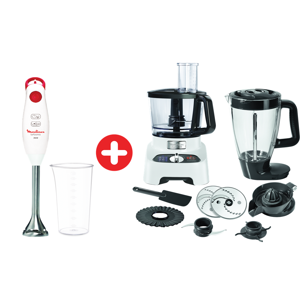 Moulinex Double Force Food Processor with 8 attachments for 27 functions, 1000 watt, 3L Bowl, 2L Blender - FP823125 Moulinex Double Force Food Processor with 8 attachments for 27 functions, 1000 watt, 3L Bowl, 2L Blender - FP823125