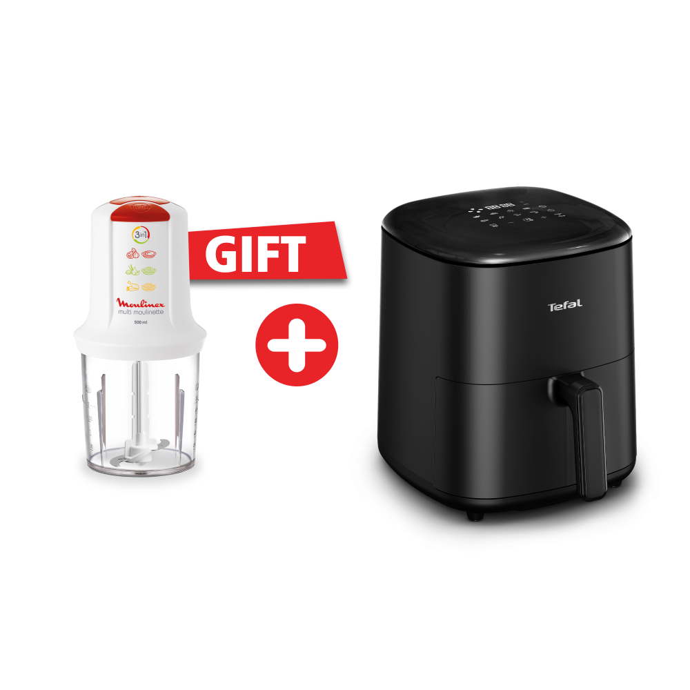 Tefal Easy Fry Max - Hot Air Fryer - 5L Capacity - 10 Preset Programs - Digital + Free Gift Moulinex Multi Moulinette Chopper, 500 Watt, 500 ML Chopper Tefal Easy Fry Max - Hot Air Fryer - 5L Capacity - 10 Preset Programs - Digital + Free Gift Moulinex Multi Moulinette Chopper, 500 Watt, 500 ML Chopper