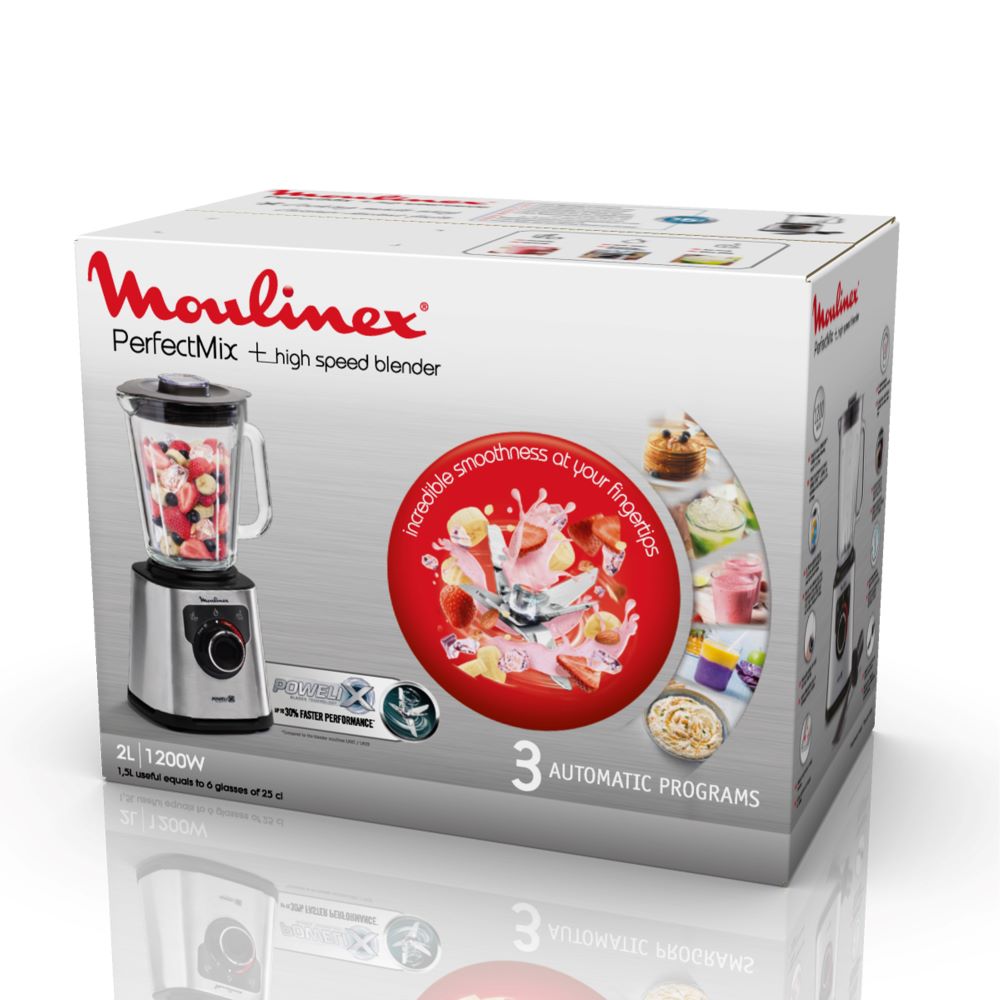 Moulinex High Speed Blender Perfect Mix+ 1200W, 2L Glass Jar - LM871D10 Moulinex High Speed Blender Perfect Mix+ 1200W, 2L Glass Jar - LM871D10