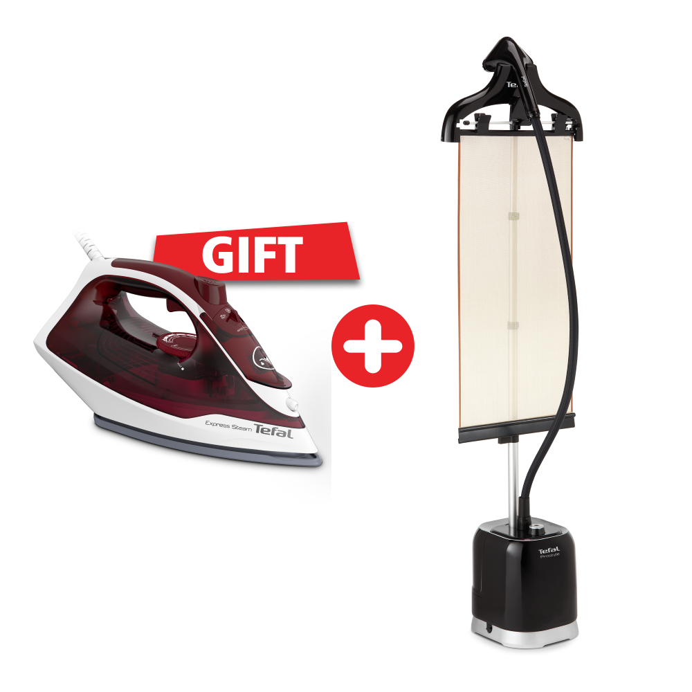 Tefal Pro Style, Upright Garment Steamer, Curtain, 42gmin, 2000W, Black + Free Gift Tefal Express Steam PORT ROYAL - Steam Iron - 2400W
