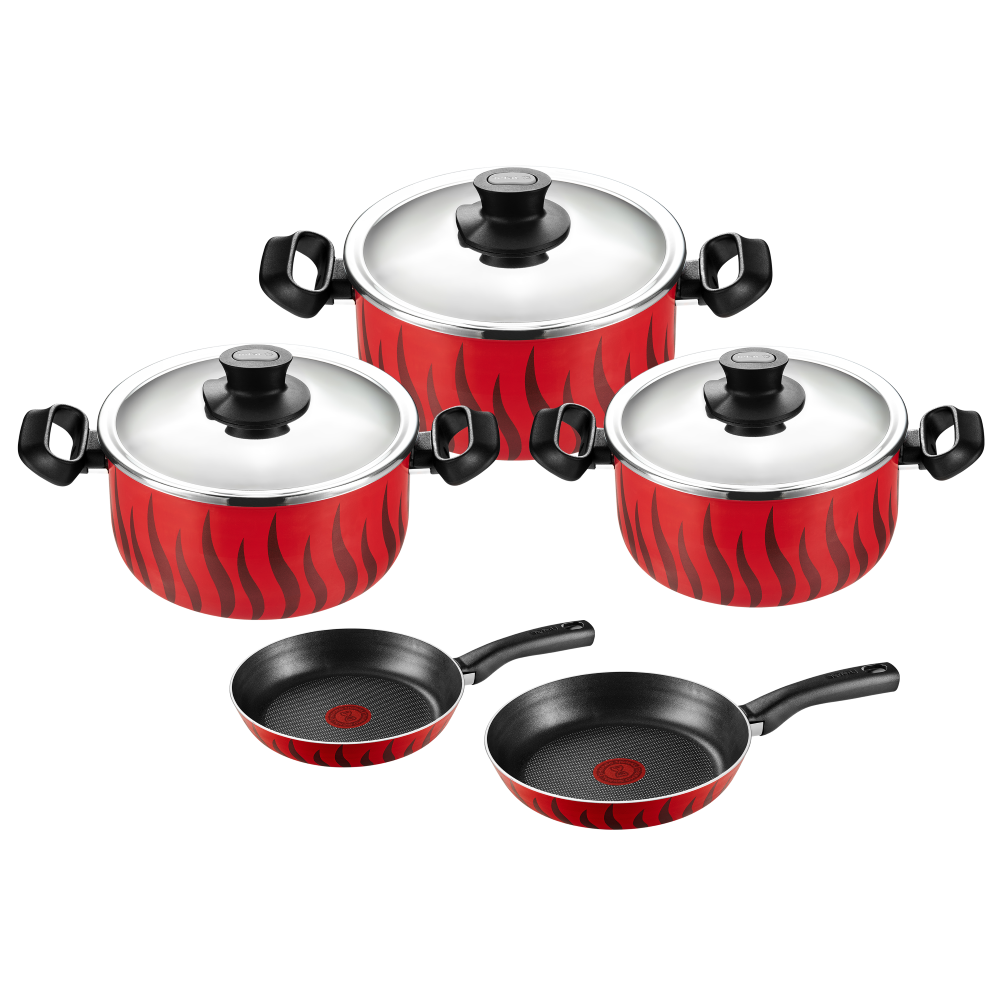 Tefal Tempo Flame Cooking Set, Stewpot Size 16,22,24 + Frypans 16,20 Tefal Tempo Flame Cooking Set, Stewpot Size 16,22,24 + Frypans 16,20