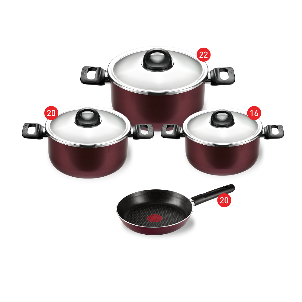 Tefal Armatal Cooking Set, 3 Stewpot 16,20,22 + Frypan 20 - 220708122