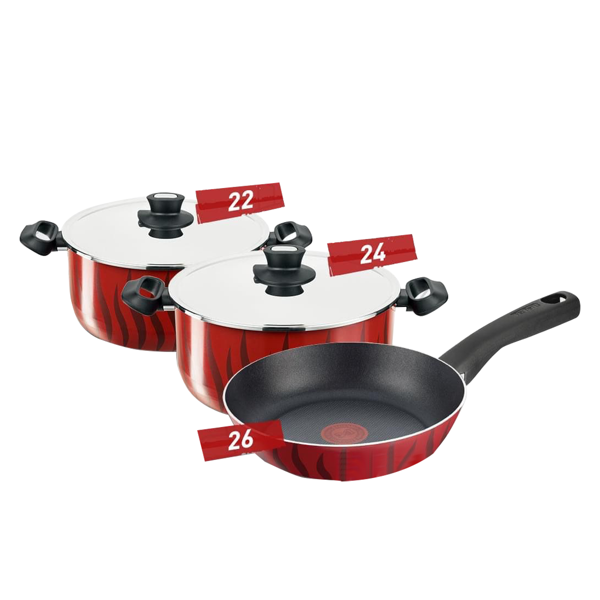 Tefal Tempo Flame Cooking Set, Stewpot Size 20,24 + Frypan 18 + Moulinex Turbomix Plus Hand Blender, 350 watt, Beaker 800 ml - DD1001EG Tefal Tempo Flame Cooking Set, Stewpot Size 20,24 + Frypan 18 + Moulinex Turbomix Plus Hand Blender, 350 watt, Beaker 800 ml - DD1001EG