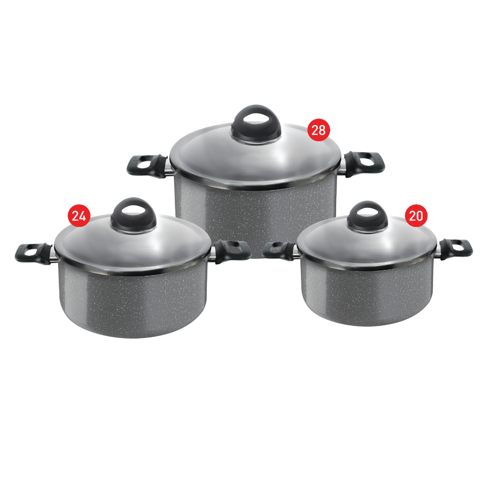 Tefal Cook Natural Stewpot Set, Size ( 20-24-28 ) cm - Grey