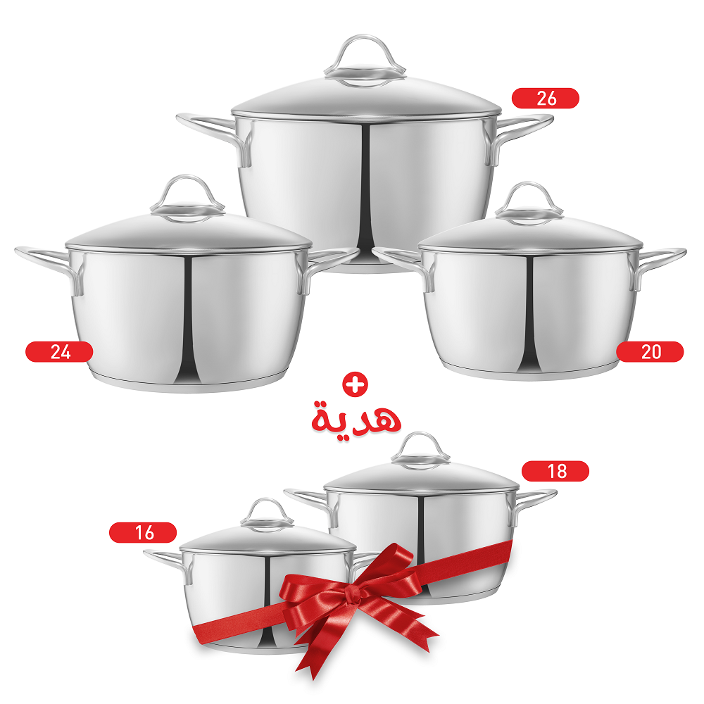 Zahran Moderna Stainless Steel Stewpot Set - Size 20,24,26 Zahran Moderna Stainless Steel Stewpot Set - Size 20,24,26